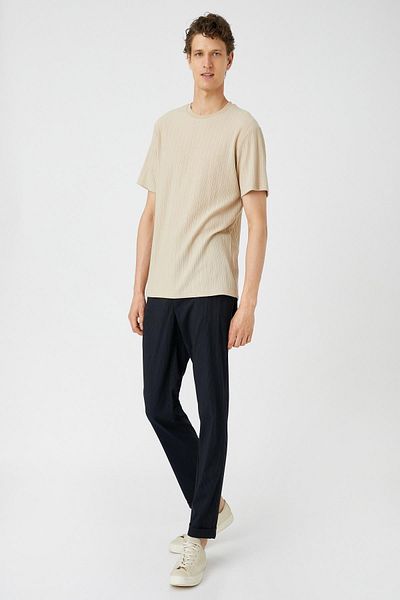 Koton Marineblau gestreifte Herrenjeans