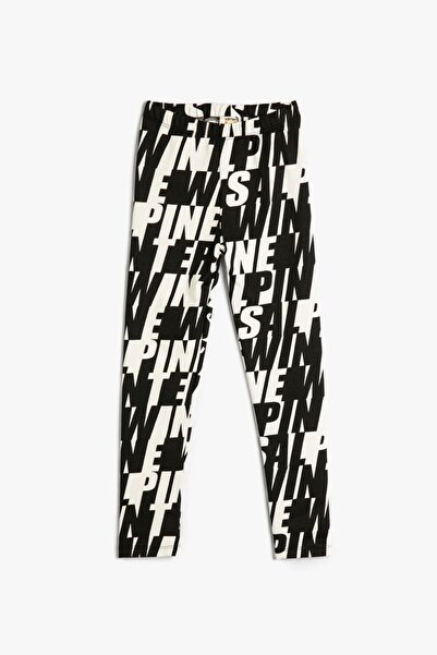 Koton Schwarze gemusterte Strumpfhose für Mädchen