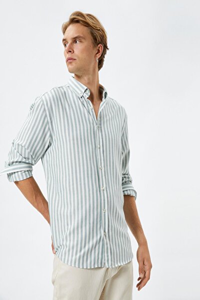 Koton Cămașă cu dungi albastre pentru bărbați