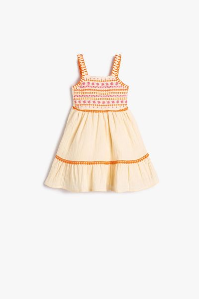 Koton Ecrufarbenes Baby-Mädchen-Kleid
