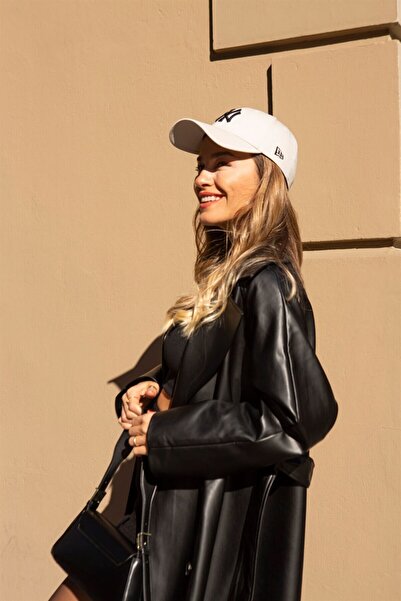 Sue Store Black Double-breasted Lined Leather Coat