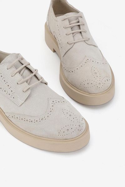 TUNAELLİ PANTOFI OXFORD DE PIELE NATURALĂ BEJ DE PIELE DE PIELE