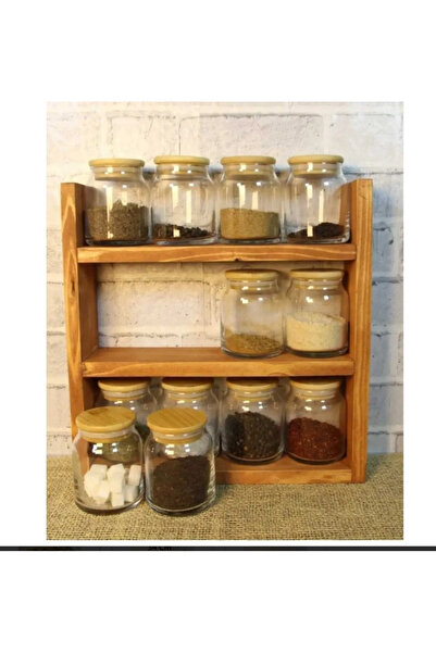 ElaWoodWorking Ela Wood Working Doğal Ahşap Tezgah Üzeri Dekoratif Mutfak Raf...