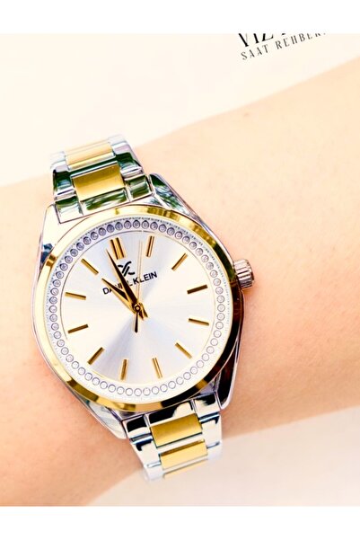 Daniel Klein Women's Wristwatch Gold and Silver Color Steel Waterproof