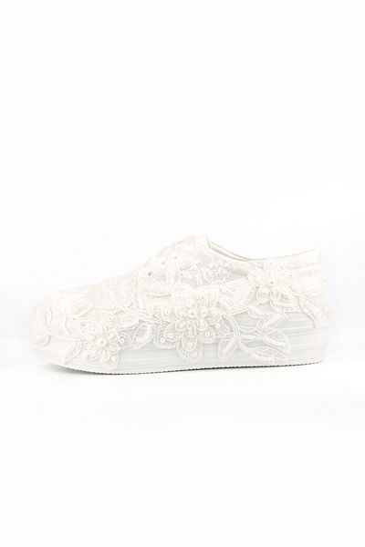 E&L Company TOC PANTE DE 3,5 cm. Dantela si broderie de perle. Pantofi de mireasa garantati pentru alergare.
