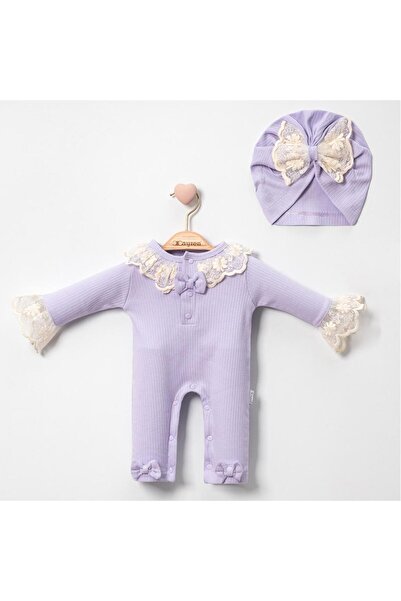 yukobaby bebeğiniz için en doğalı BABY LACE BONNET 2-PIECE JUMPSUIT SUIT SET