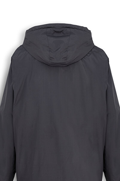 allymoda MEN'S BATTAL WITH FLEECE INNER HOODED INNER POCKET RAINCOAT BATTAL COAT ALLY-200