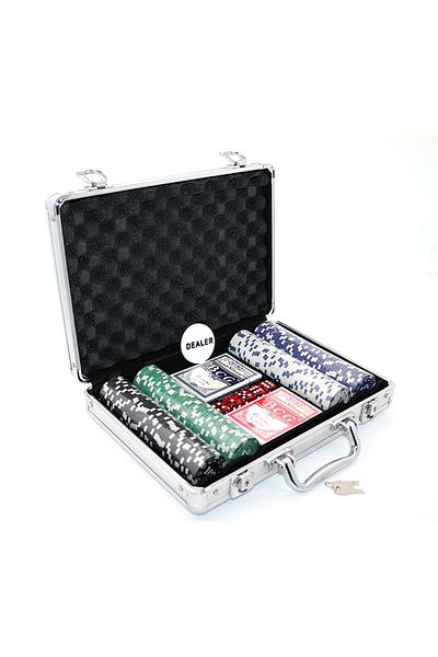 HEPBİMODA 200 Chip Poker Game Set with Metal Bag