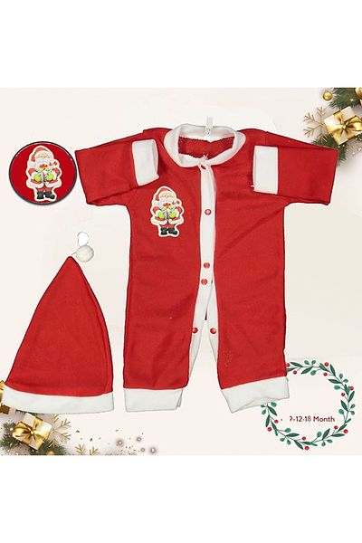 HealerLove Christmas Santa Claus Figured Costume with Santa Claus Hat Unisex 9-18 Months Baby Onesie