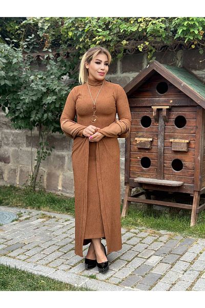 Yeşilmoda closed dress long casual and together with vest