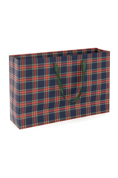 Milim Matbaa 10 τεμάχια Navy Blue καρό 45x30x12 cm χάρτινη τσάντα