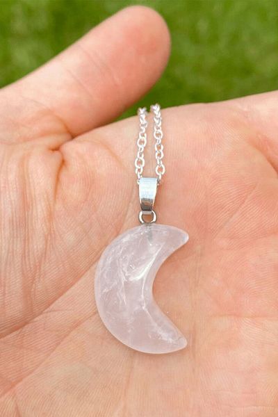 Tesbih Atölyesi Certified Moon Model Crystal Quartz Stone Necklace