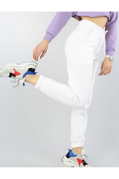 Oneoctobeer Unisex White Sweatpants 3 Thread Thick Suitable for Winter