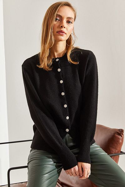 Bianco Lucci Women's Knitwear Cardigan - Buttoned Design