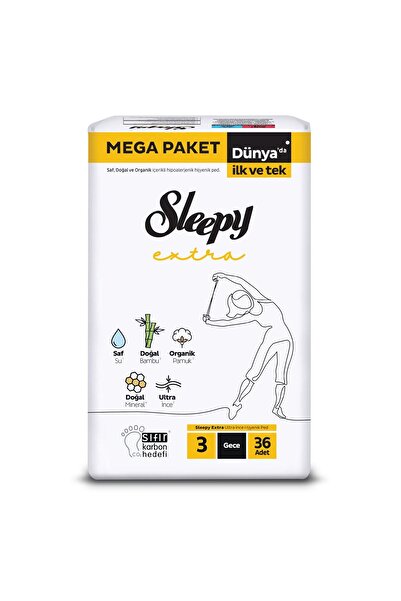 Sleepy Extra Ultra İnce Hijyenik Ped Gece (36 Ped) Mega Paket
