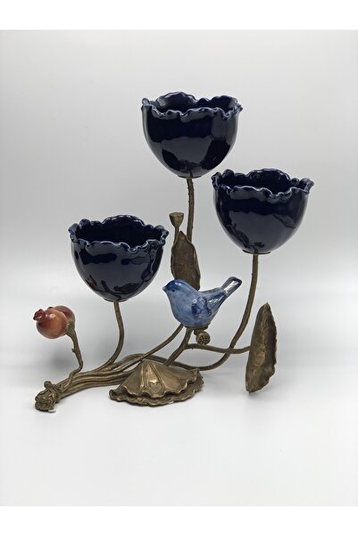 Yasmina MAVİ GOLD 3'LÜ PORS MUMLUK