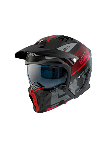 AXXIS HUNTER SV SOLID A1 MATT BLACK ÇİFT VİZÖRLÜ ÇENE ÇIKABİLEN MODEL