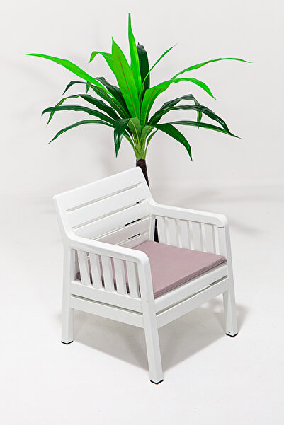 MOBETTO Lara Tekli 1 Kişilik Koltuk Balkon&teras Bahçe Koltuk / Beyaz