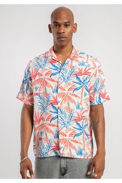 Catch Unisex Comfortable Fit Shirt Red Floral Patterned 1480-24