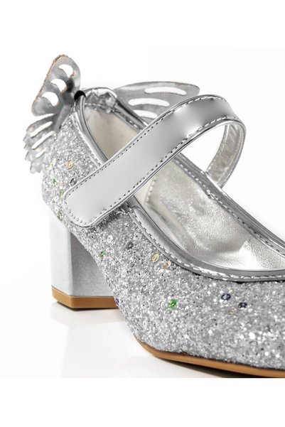 Pabuçland Very Light, Very Comfortable Stoned Butterfly Detailed Girl's Heeled Shoes