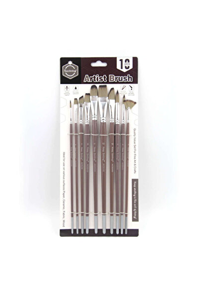 Keep Smiling Set de perii sintetice cu mâner lung 10 bucăți mixte A0364M