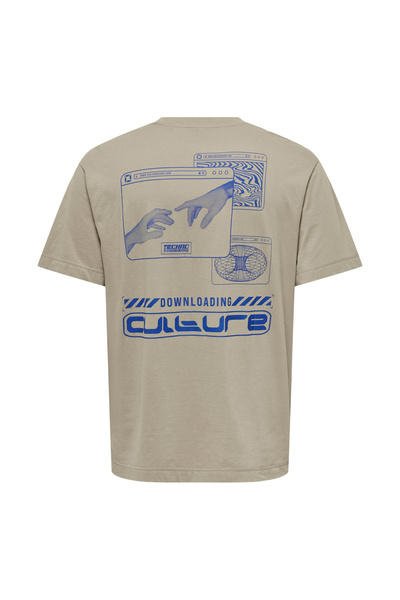 Only & Sons O Yaka Baskılı Haki Erkek T-Shirt ONSANIR RLX SS TEE