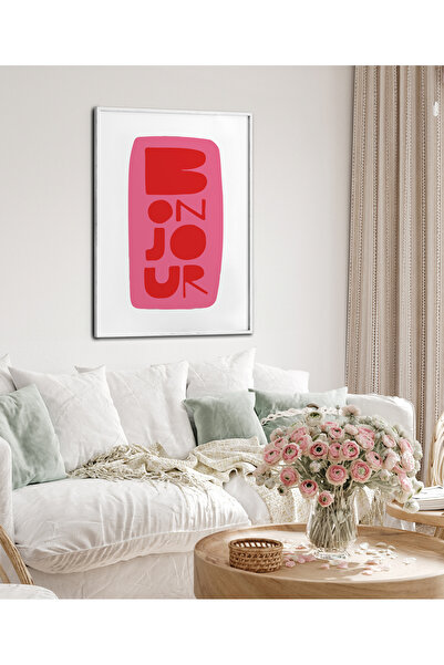 HOMEPACK Tekli Çerçeveli Bonjour Tablo Modern Art Poster Tablo TK/225