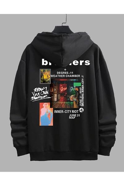 Medinenur Суичър с качулка с щампи Brothers унисекс