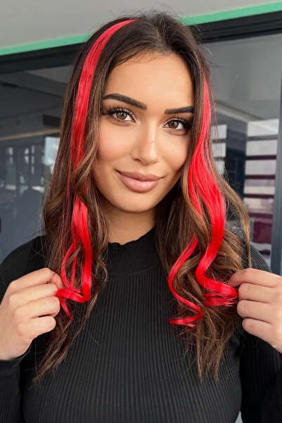 TAKIŞTIR Side Snap Hairpiece 2 Pieces / Red Wavy / 45 Cm