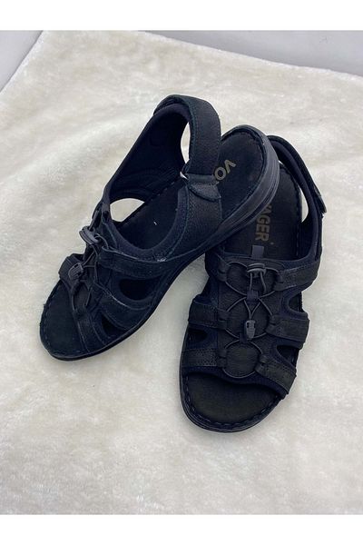 Voyager 4722 Sandale negre din piele naturală nubuck