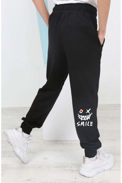 PANİO KİDS Pantaloni de sport negri cu buzunar dublu SMILEE