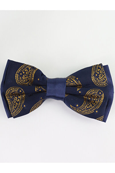 SIRRI Papion cu model Paisley 10cm x 6 cm Bleumarin Aur