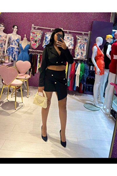 Miss Düğme Detaylı Ceket Etek Takım