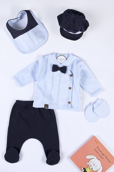 VERONA TARZ New Season Beanied Ribbed Fabric Baby Boy 5 τεμαχίων Νοσοκομείο εξιτήριο σετ νεογέννητου
