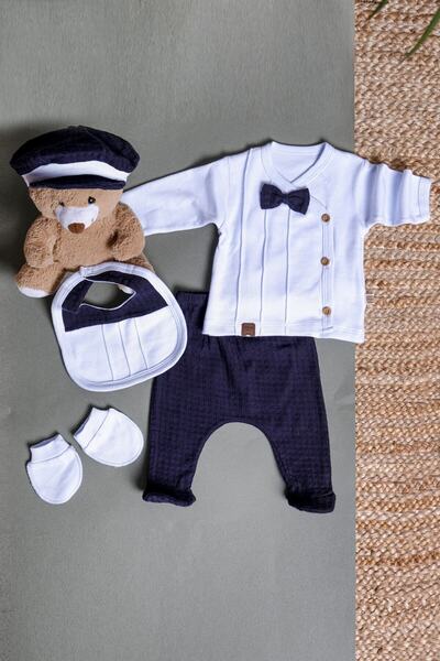 VERONA TARZ New Season Ribbed Fabric Baby Boy 5-Piece Hospital Discharge Set Newborn Outfit