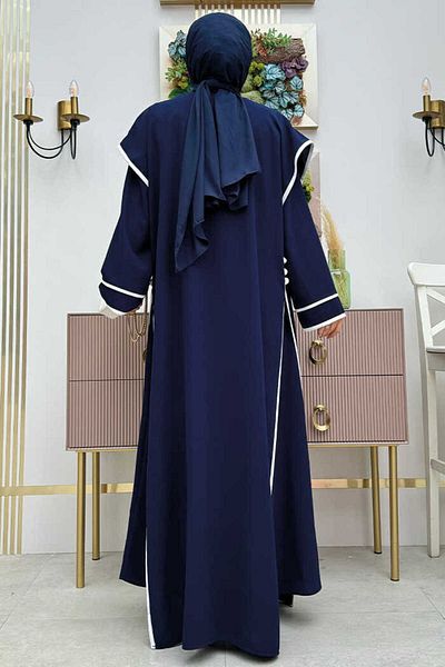 Bym Fashion Σετ διπλό γιλέκο και φόρεμα με λεπτομερή σχίσιμο κουμπιών 8485 Navy Blue