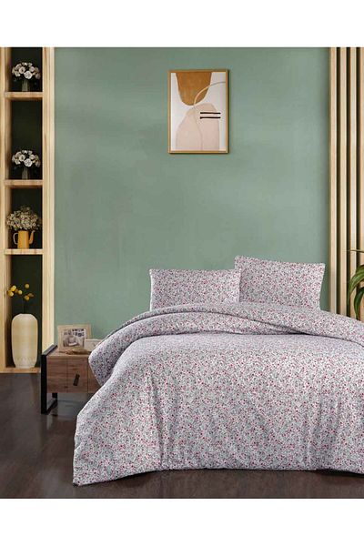 Menderes Home Cotton Collection Flannel R Single Duvet Cover Set Gonca Red