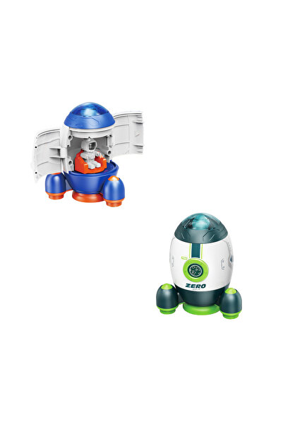 YILDIRIM OYUNCAK Space Rocket with Astronaut 11 cm Openable Doors Pull and Drop