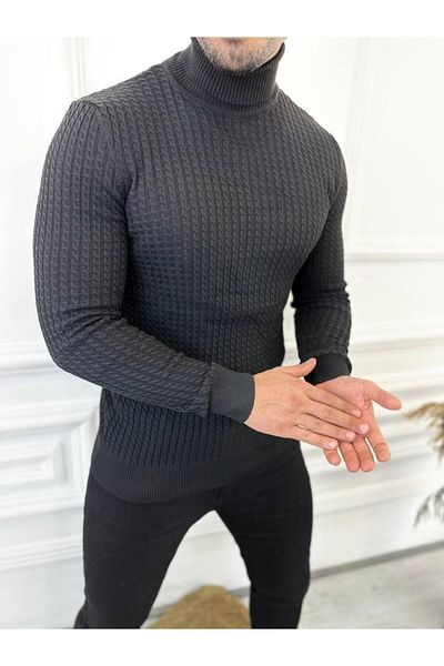 elkumoda Sweater Slim Fit Non-Pilling Natural Cotton Knitwear Turtleneck Turtleneck Sweater