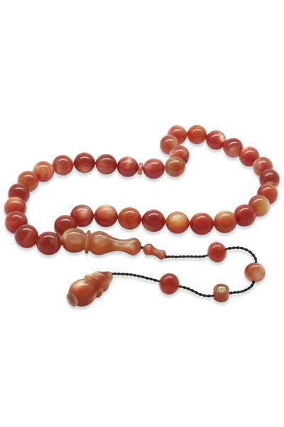 EbruHome سبحة صلاة من القاتالين الأحمر اللؤلؤي المقطوع على شكل كرة أرضية مع ن...