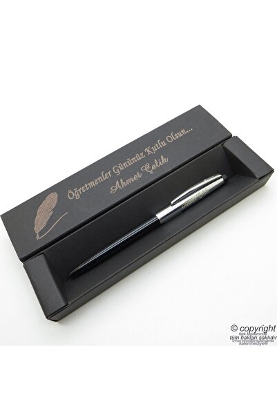wings Scrikss İsme Özel Siyah Krom Metal Tükenmez Kalem + İsme Özel Kutu (Öğr...