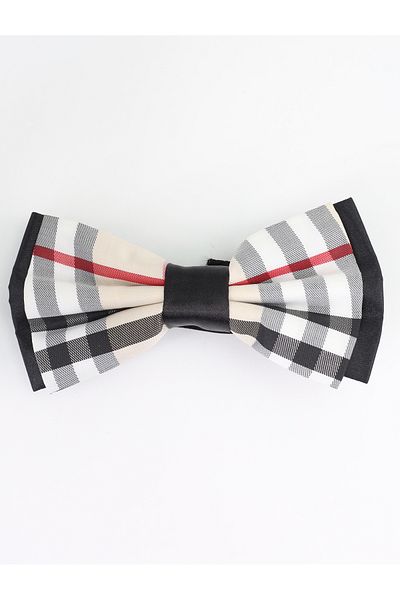 SIRRI Plaid Checkered Bow Tie 10cm X 6 Cm Beige