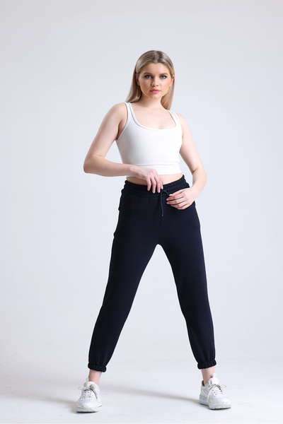 Babelook Γυναικείο παντελόνι Jogger με 3 κλωστές Navy Blue