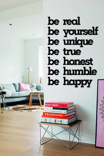 AVMmarketim Siyah Be Real Be Yourself Ahşap Mdf Dekoratif Duvar Yazısı