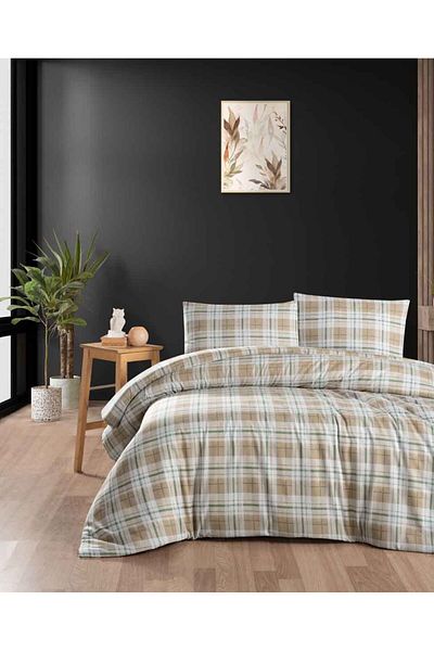 Menderes Home Harvest Yellow - Single Cotton Collection Flannel Duvet Cover Set