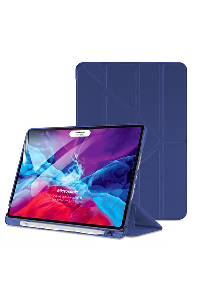 Microsonic Apple Pro 12.9'' 2020 4.Nesil Kılıf A2229-A2069-A2232 Origami Lacivert Pro 12.9 2020 için