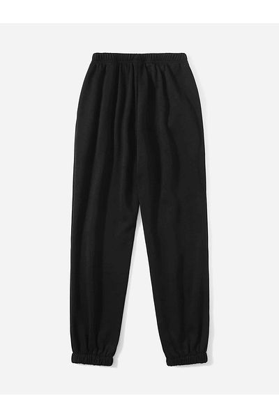 Boi Καλιφόρνια Sweatpants Jogger - Μαύρο εμπριμέ ψηλόμεσο ελαστικό πόδι