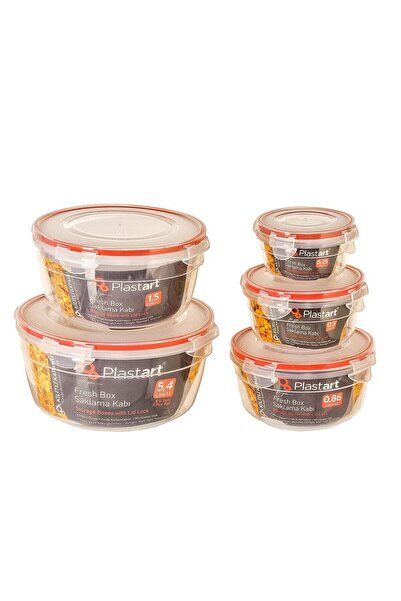 Emofom (Set of 5) Fresh Box 200 - 500 - 800 - 1500 - 2300 Ml Airtight & Liquid-Proof Storage Container