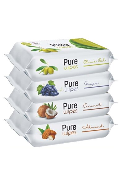 Pure Baby Wipes Islak Havlu Mendil 50 Yaprak 4 Lü Set (200 YAPRAK) (MEYVELİ)