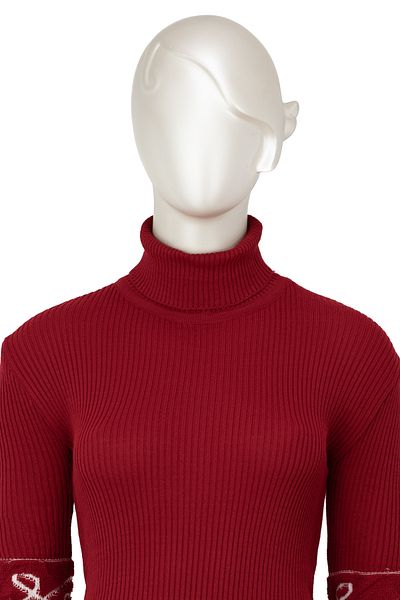 Oppland Women's Winter Sleeves Stylish Beaded Full Turtle Collar Fitted Knitted Knitwear Badi Sweater